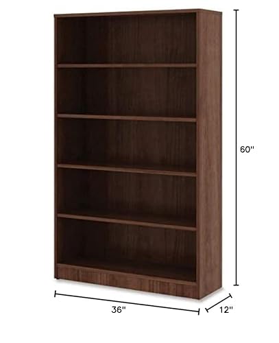 Lorell Walnut Laminate Bookshelf, 36" X 12" X 60" #TOP2