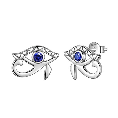 Aurora Tears Juego de joyas de plata de ley 925 con diseño de ojo egipcio de Horus, collar de ojo malvado y pendientes/conjunto de joyas para hombres y mujeres, Cristal Cover