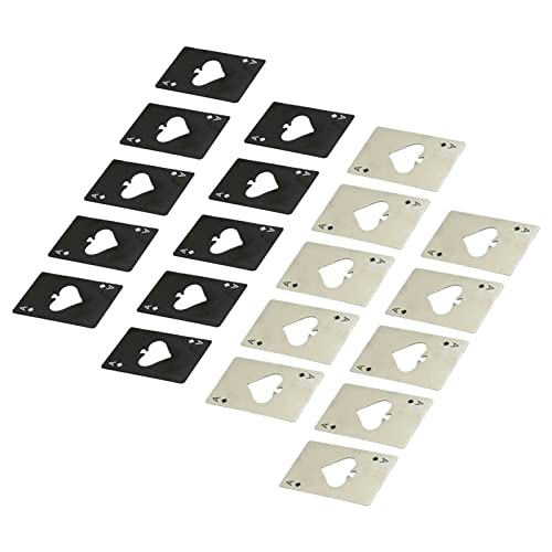 KIMISS Casino-Flaschenöffner, Bieröffner, Edelstahl, Schwarz, Silber, Tassenunterlage für Geldbörsengeschenke – Pokerkarten-Flaschenöffner – Bild 3