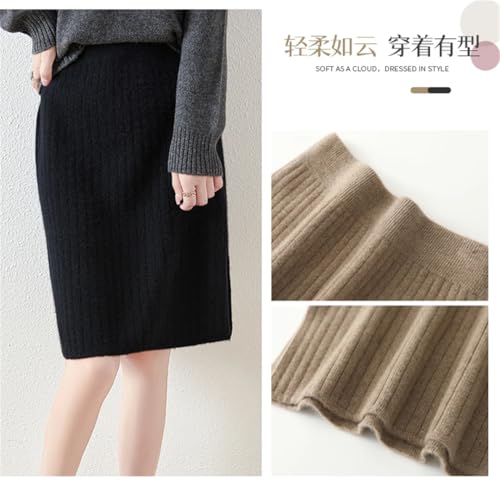 Women's Fall/Winter Knitted Skirt 100% Merino Wool Mid-Length Loose Straight Skirt Gray M2