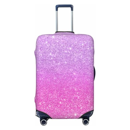 Purple Pink Girly Chic Glitter Ombre Luggage Cover, Protective Washable Suitcase Cover - Travel High Elastic Fibers Suitcase Protector Fits Medium