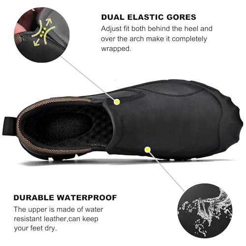 UPIShi Men's Waterproof Slip On Leather Hiking Outdoor Walking Casual Loafers Work Shoes4