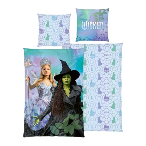 KK SHOPPING Versandhandel Klaus Kolodzie Bettwäsche Set Wicked, Kopfkissenbezug ca. 80 x 80 cm, Bettbezug ca. 135 x 200 cm, Mit Reißverschluss und Wendemotiv, 100% Baumwolle/Renforcé
