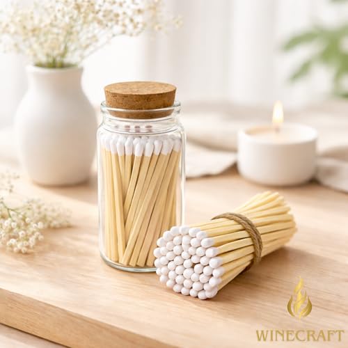 Image of 500 Count | 3 inch White Matches | Strikers Included | Color Tip Wooden Match | Refill for Matchstick Jars, Candle Display, Holders & Bottles | 4 in inches Long