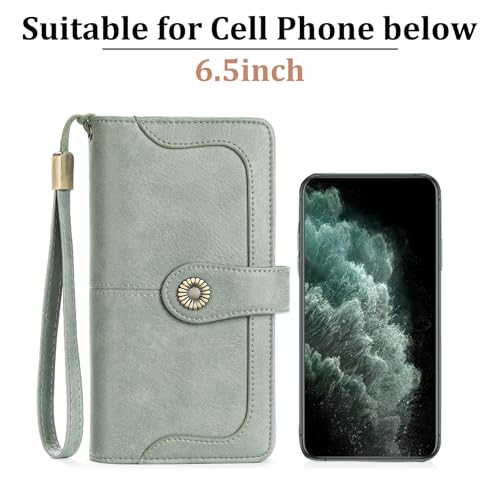 Image of FALAN MULE Wallets for Women Trifold Wristlet Wallets Large Capacity RFID Blocking Ladies Purse Credit Card Holder