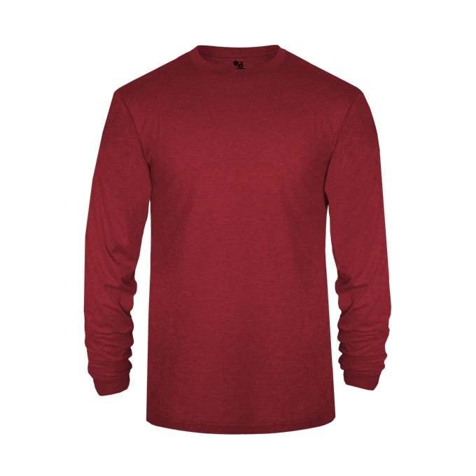 Badger Sports Tri-Blend L/S Tee Red Large