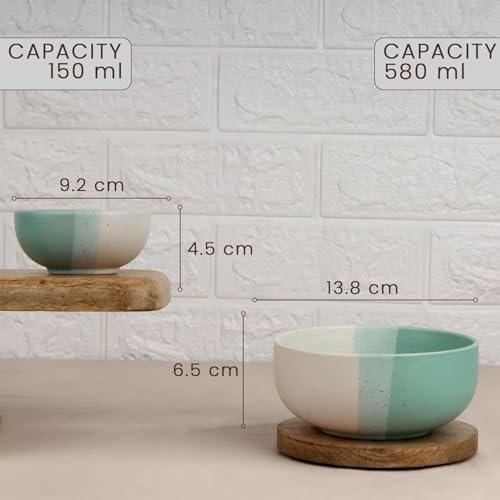 Image of The Earth Store Handcrafted TT Green Matte Ceramic Dinner Set, 30 Pieces Serving for 6, Microwave and Dishwasher Safe, Bone-Ash Free, Dinner Sets | Crockery Set for Gifting & Dining