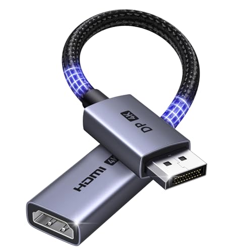 UGREEN Adaptador DisplayPort a HDMI 4K@60Hz, Convertidor DP Macho a HDMI Hembra Unidireccional 2K@120Hz, 1080p@144Hz en Nailon Trenzado Compatible con Portátil, TV, Monitor y Proyector