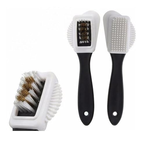 Lot de 2 brosses à bottes avec grattoir, brosse à chaussures à poils longs rigides avec grattoir intégré pour enlever la saleté et la boue pour chaussures de randonnée Cover