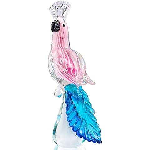 BONAKULA Art Glass Parrot Figurine Keepsake Hand Blown Animal Ornament Home Decor Gift Cover
