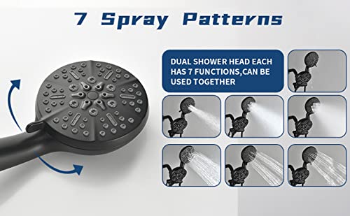 Image of 3 Handles Shower Faucet Set with Tub Spout Bathtub Shower Faucet Combo Set Shower Systems Complete Tub and Shower Trim Kit Matte Black