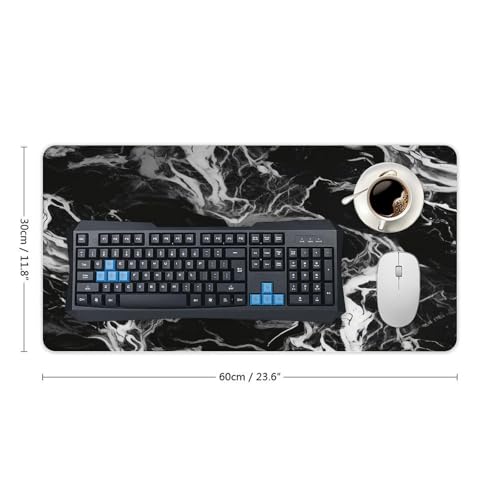 Mouse Pad de Escritorio Mármol Blanco y Negro 60x30 cm miniatura 2