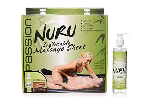 Passion Lube Nuru Inflatable Massage Sheet and Gel Kit, Black