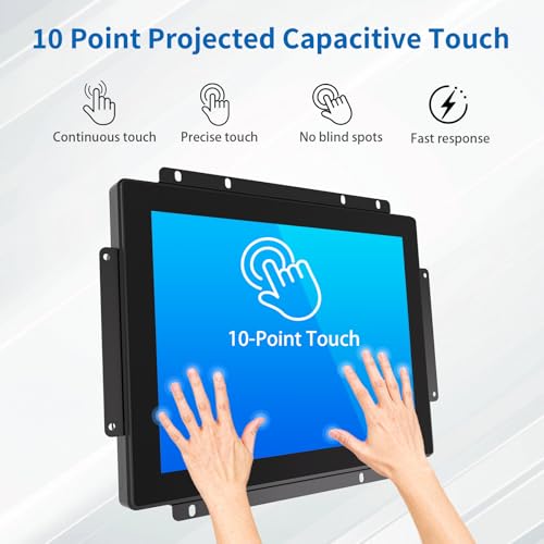 Image of 12.1 Inch Open Frame Touch Monitor, PCAP 10-Point Touch Industrial Touchscreen Monitor, with HDMI /VGA /DVI Interface, Active Matrix TFT LCD,LED Backlight, with VESA Mount