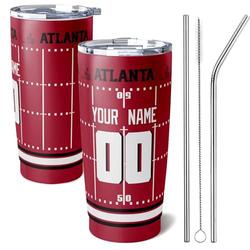 Image of ANTKING Atlanta Tumbler 20 oz Travel Coffee Cup for Men Women Boy Custom Name Number Gifts