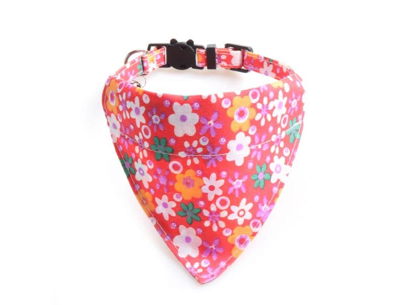 Bandana Cat Collars and Bell, Rose Floral Bandana, Multicolour