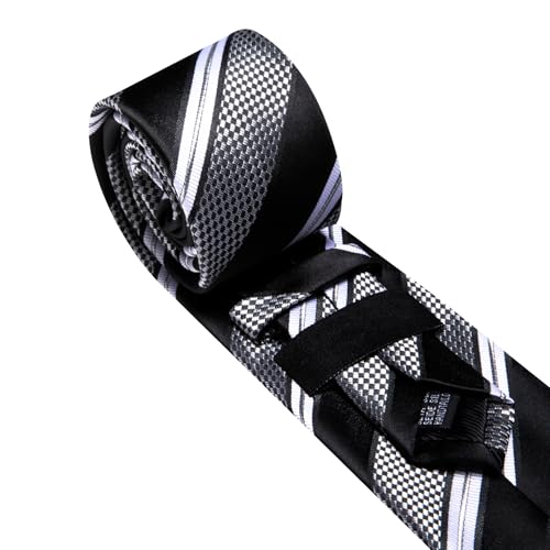 Image of Barry.Wang Mens Tie Set Plaid Check Neckties Formal Business Wedding Luxury Pocket Square Cufflinks