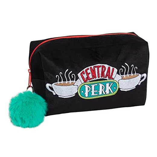 FRIENDS Neceser de maquillaje para mujer, de terciopelo suave, estuche de cosméticos para niñas, estuche central de doble cara, artículos de tocador para amigos, bolsa de viaje, Black, Talla única,