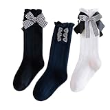 [JETSO 4U] 子供 靴下 3足セット キッズ ソックス 女の子 クルーソックス 子供フォーマル服用 通学 卒業式 発表会 リボン フリル 可愛い お姫様 綿 ハイソックス かわいい 靴下 くつした (B/gz,2-5歳)