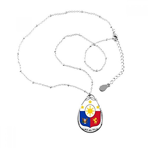 Collier Philippines emblème asie pendentif goutte d'eau bijoux avec chaîne décoration