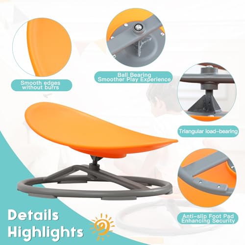 Image of BABAMU Spinning Chair for Autistic Kids, Sensory Swivel Chair, 220LBS Weight Capacity, Autism Sensory Products, Autism Toys, Sensory Toy (Orange, Egg)