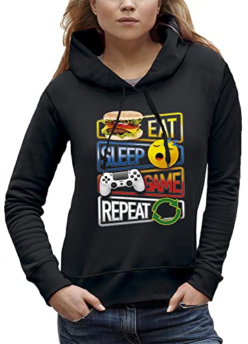 Sweat à capuche Eat Sleep Game Repeat vêtement adolescent pour fille