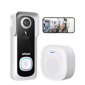 ieGeek Doorbell Camera Wireless No Subscription – Wireless Video Doorbell with Chime, Doorbell with Camera 1080P FHD, Voice Changer, 2-Way Audio, PIR Motion Detection, 2.4Ghz WiFi, Works with Alexa