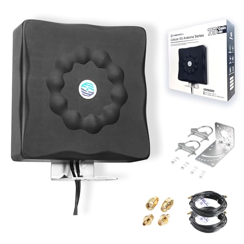 Maswell 5G LTE Antenna Outdoor, 2X2 MIMO 600-8000 MHz Omni-Directional Aerial Both SMA and TS9, WiFi 6E Mobile 5G 4G+ LTE-A for Router, RV, Camping, LMR195 Equivalent Cable, Up to 7.5 dBi Gain