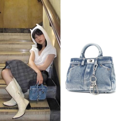 Denim Purse Designer Handbags for Women Y2K Shoulder Bag Crossbody Bags for Women Trendy Coquette (Denim Blue,One Size)2