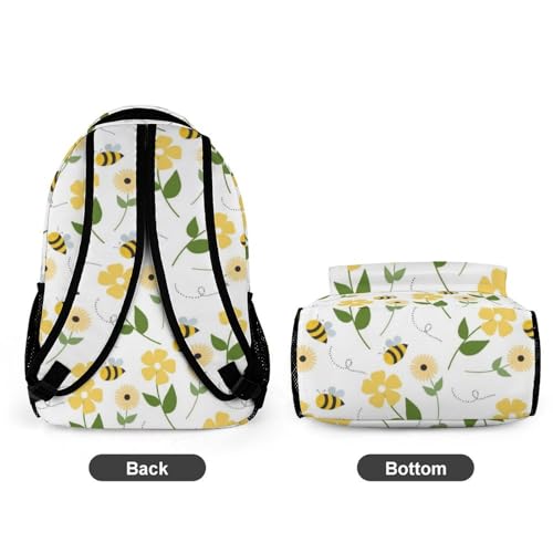 Personalized Yellow Flower Bee Custom School Backpack Waterproof Multifunctional Daypack with Name Gift3