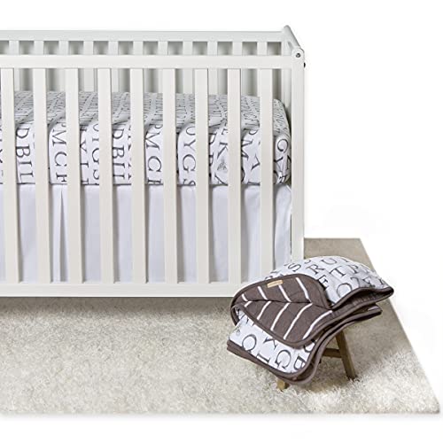 Image of Burt's Bees Baby - Fitted Crib Sheet, Boys & Unisex 100% Organic Cotton Crib Sheet for Standard Crib & Toddler Mattresses, Letter Bee, One Size , 28x52 Inch (Pack of 1)