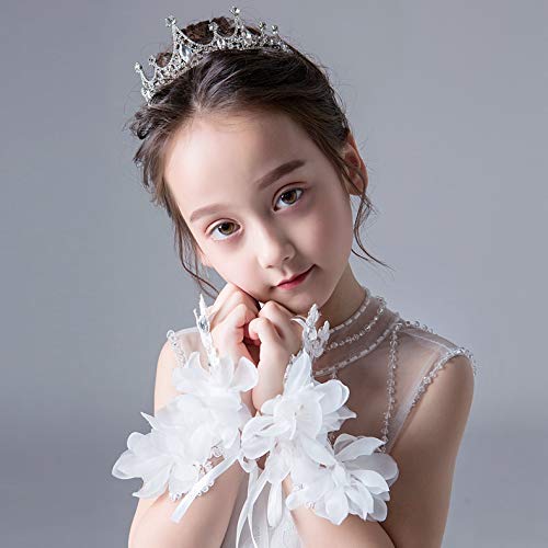 CRIZAN NEW White Girls Lace Flower Gorgeous Fingerless Glove special Occasion Dress Formal Wedding Pageant Party Short2