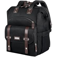 FALANKO Laptop Backpack For Women, Work Doctor Teacher Nurse Wide Open College 15.6 Inch Laptops Backpack Purse Travel Water Resistant RFID Computer Bag for Men Women Black