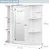 EUGAD Armadietto Da Bagno Con Specchio – Bianco Lucido 55x14x36cm, Due Ante, Ripiano Regolabile, Antiumidità E Salvaspazio