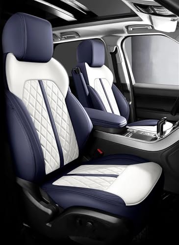Housses de siège de voiture pour Volvo XC90 V60 S60 V40 cuir imperméable bleu blanc