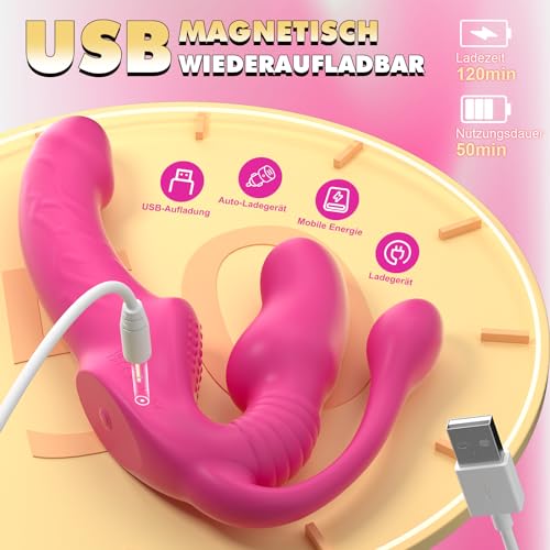 Dildo Vibrator Sex Spielzeug für die Frau Klitoris G-Punkt mit 10 Vibrationsmodi, Dreiköpfiger Dildos Vibration für Frauen und Lesbische mit Fernbedienung – Bild 6