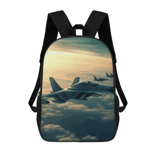 Aircraft Fighter Jets Backpack, Laptop Backpack for Men, 17 Inch Travel Hiking Daypack, Casual Backpack
