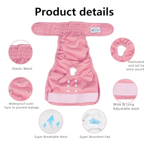 3 Stück Wiederverwendbare Hundewindeln, Hochsaugfähige hundehöschen, hündin läufig Windeln für läufige Hündinnen, Menstruationshöschen für Hündinnen, Schwarz Rosa Lila-S
