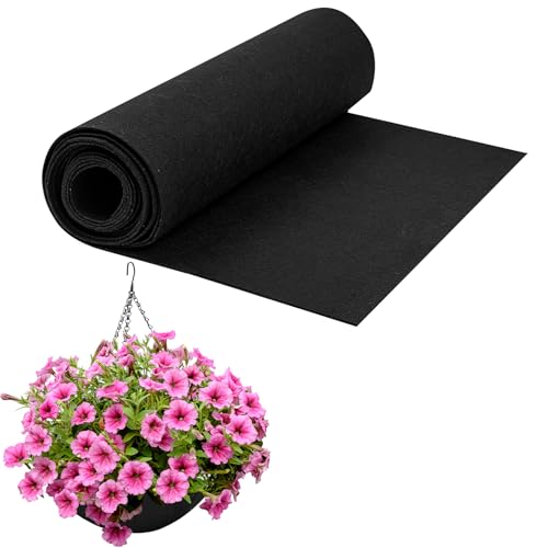 Rouleau de revêtement en feutre non tissé pour pot de fleurs - 30 x 100 cm - Noir - Rouleau de revêtement en coco - Facile à couper - Pour jardin, pot de...