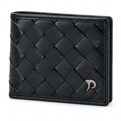 Image of Genuine Leather Wallet for Men with RFID Protection, Handwoven Slim Bifold Money Wallet, 3 Card Slots, Coin Pocket, Dual Note Compartments, Compact Wallet for Office, Travel & Daily Use