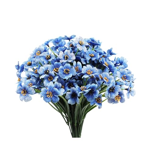 Lyrtrees 12 Bundles Blue Artificial Flowers for Home Dcor