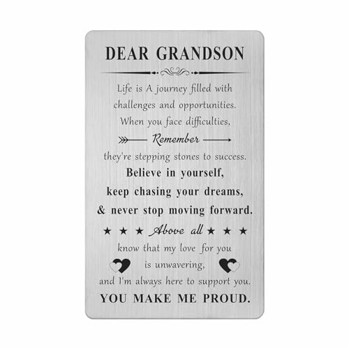 Carte portefeuille gravée pour petit-fils cadeau anniversaire Noël garçons