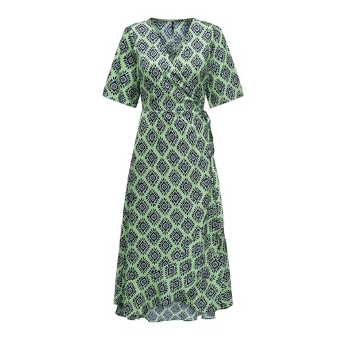 Only Vestido largo Leah verde neón para mujer, Querido Arena Verde, XS