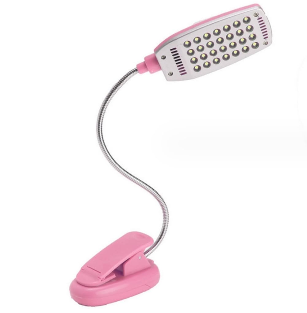 anso Flexible USB Battery Power 28 LED Light Clip-on Bedside Table Light Goose Neck Desk Lamp (Pink)