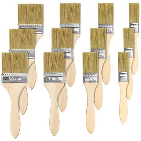 UPlama 12 Pack Chip Brush Natural Bristle Paintbrush Set for for Home Wall Paint Glues Varnish Art Crafts, 4 Sizes Cover