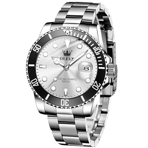 Image of OLEVS Watches for Men,Classic Luxury Big Face Men Watches, Silver Dress Stainless Steel Men Wrist Watch with Luminous Analog Relojes para Hombres
