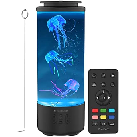 Jellyfish Lamp Bluetooth Speaker, White Noise LED Jellyfish Aquarium Night Light, 7-Color Changing with 4 Light Mode, Mood Lamp for Home Office Sleep Relax, Gifts for Kids Teens Girls Boys Adults Cover