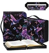 Coldinair Purple Leather Bible Case Cover for Women Girls,Hummingbird Floral Large Size Bible Cov...