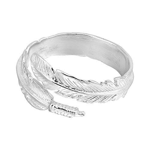 AeraVida Spiritual Embrace Feather Wrap .925 Sterling Silver Ring | 925 Sterling Silver Feather Ring | Angel Wings Band Ring | Feather Wrap Ring | Comfort Fit US Sizes 5-112