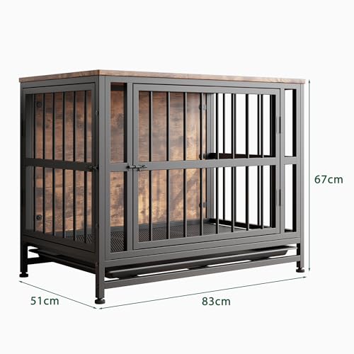 VECOCHO Hundekäfig Möbel, Hundebox für Zuhause Große/Mittlere Hunde,Beistelltisch, Hundehütte Indoor, Hochbelastbar Hundehaus für Zuhause, Herausnehmbares Tablett, 2 Türen, Dog Crate Furniture